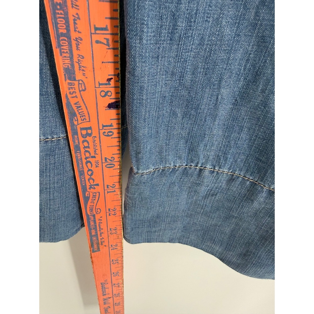 Knox Rose Paperbag Waist Pants Women XS Blue Denim Wide Leg Belted Lyocell - Picture 9 of 10
